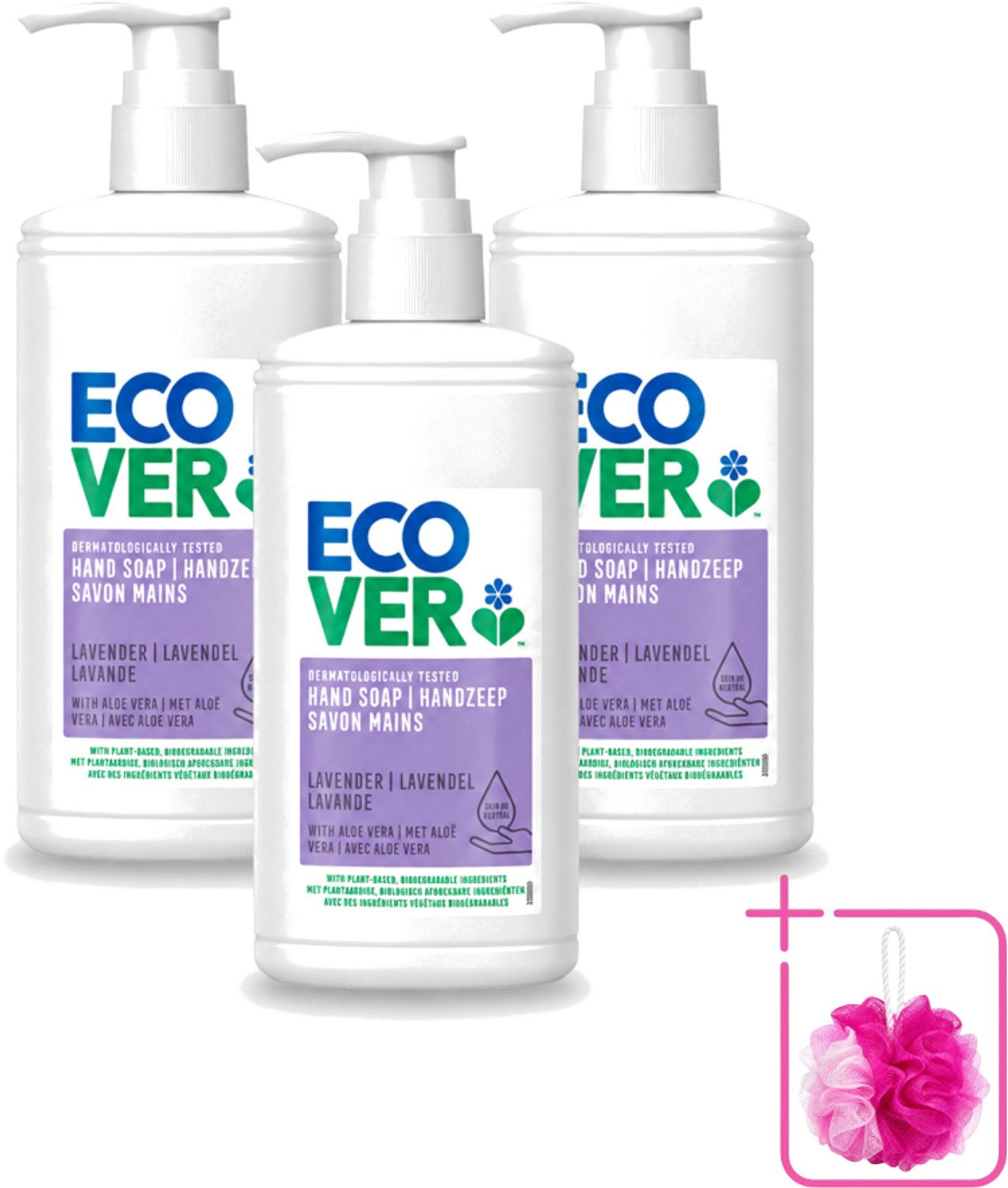 3 x Ecover - Handzeep - Lavendel & Aloë Vera - 250 ml - Bulkverpakking - Handzeep - Douchemop - Natuurlijke handzeep