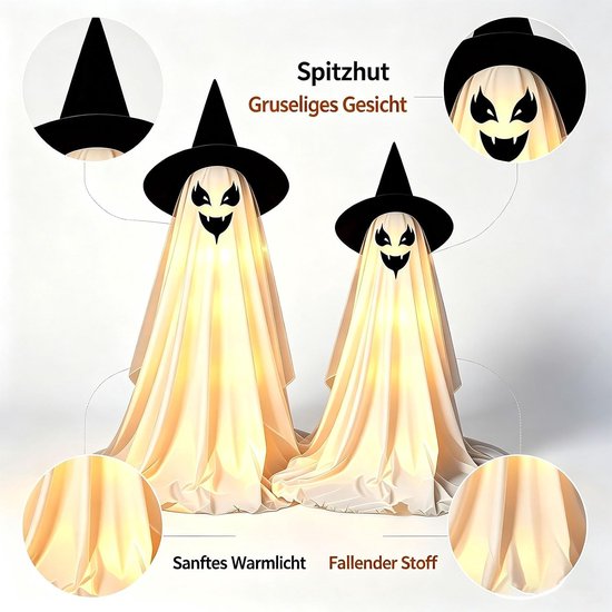 2 stuks Halloween-decoratie voor buiten, lichtgevende griezelige — afbeelding 4