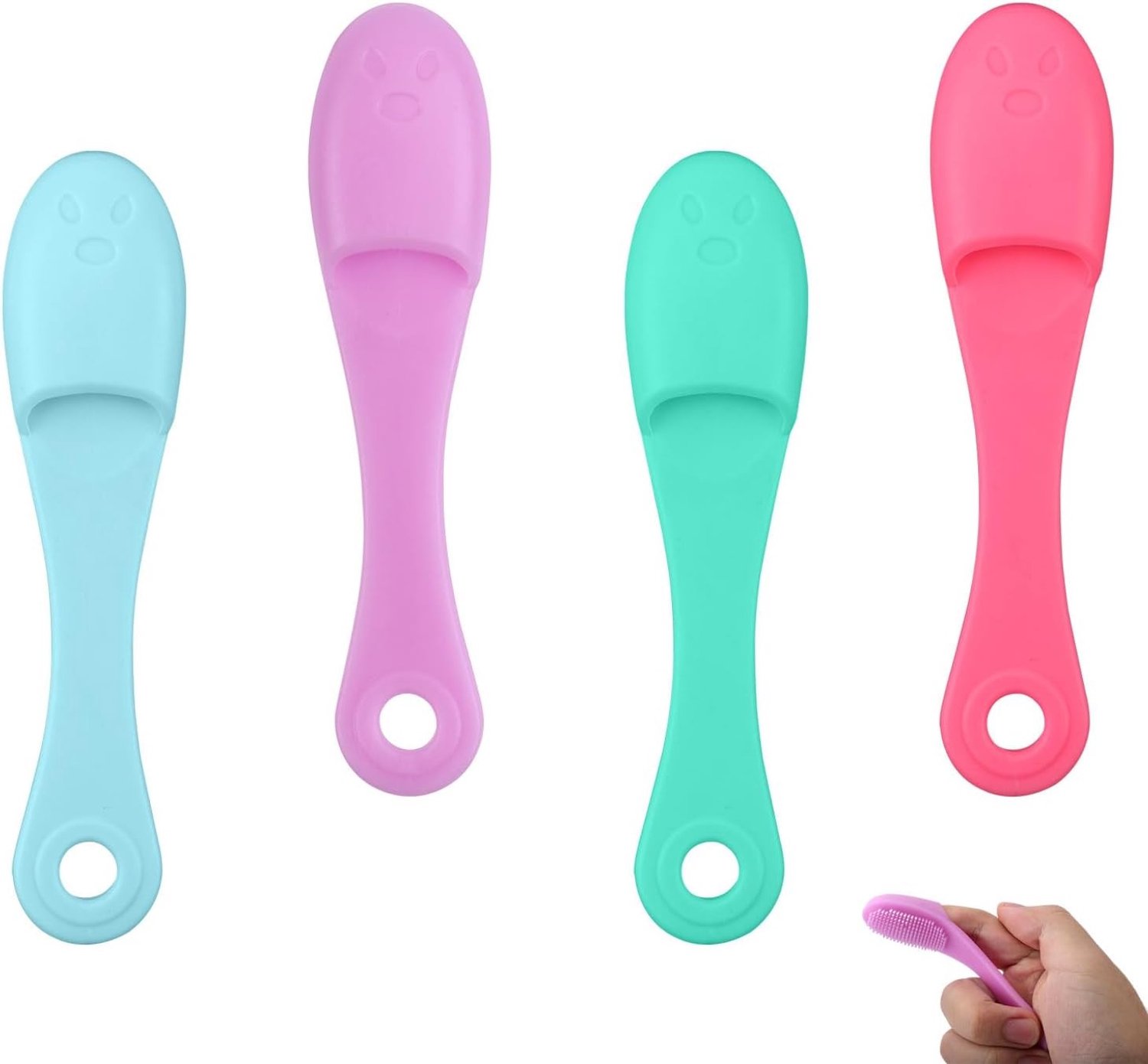 Zachte Silicone Borstels voor Katten en Honden, Handmatige Gezichtsreinigingsborstel voor Tandverzorging en Chin Reiniging, Set van 4 Stuks