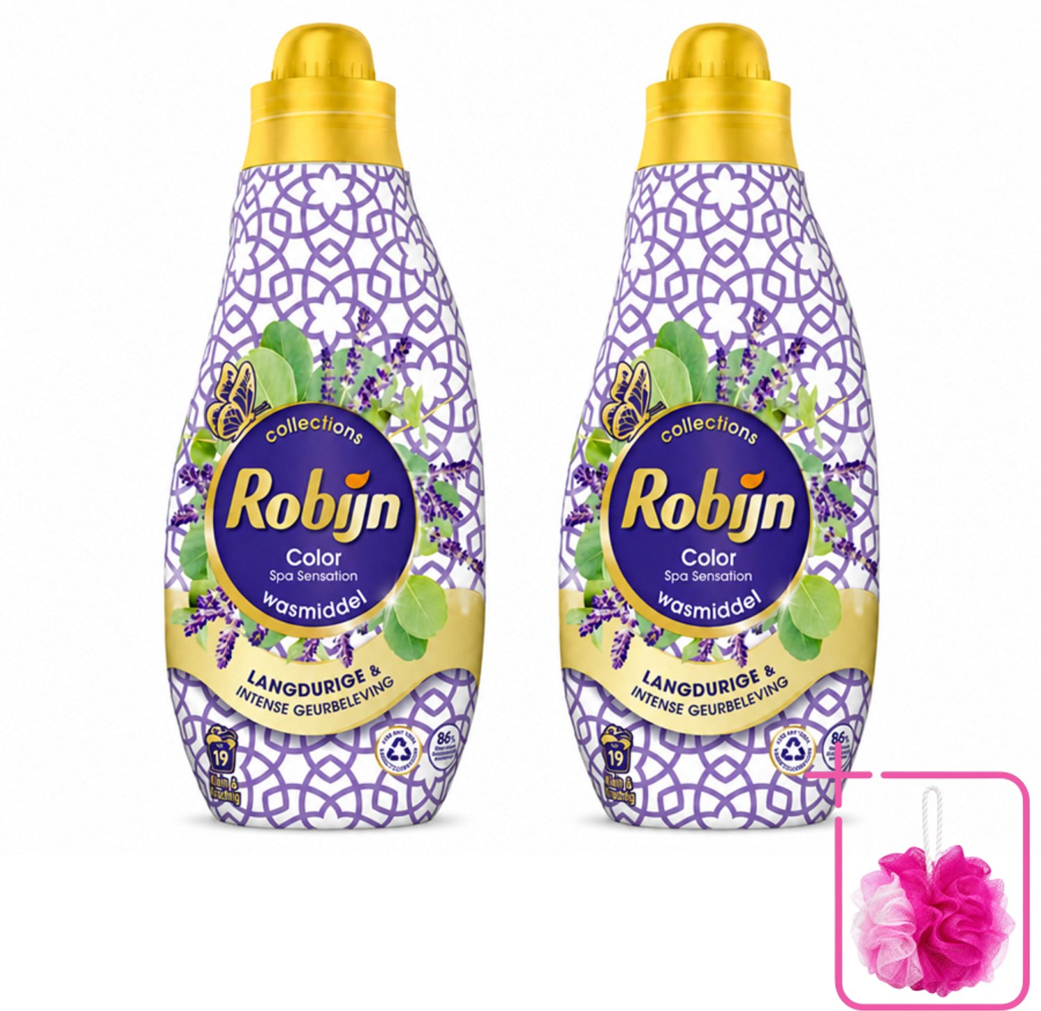 2 x Robijn - Klein & Krachtig Spa Sensation - Vloeibaar Wasmiddel - 19 Wasbeurten - 665 ml - Bulkverpakking - Wasmiddel - Douchemop - Spa Geur