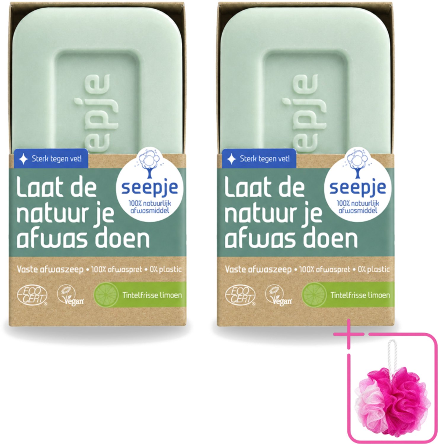 2 x Seepje - Afwaszeep - Handgemaakt & Biologisch - Tintelfrisse Limoen Geur - 120 gr - Bulkverpakking - Afwaszeep - Douchemop - Handgemaakte zeep