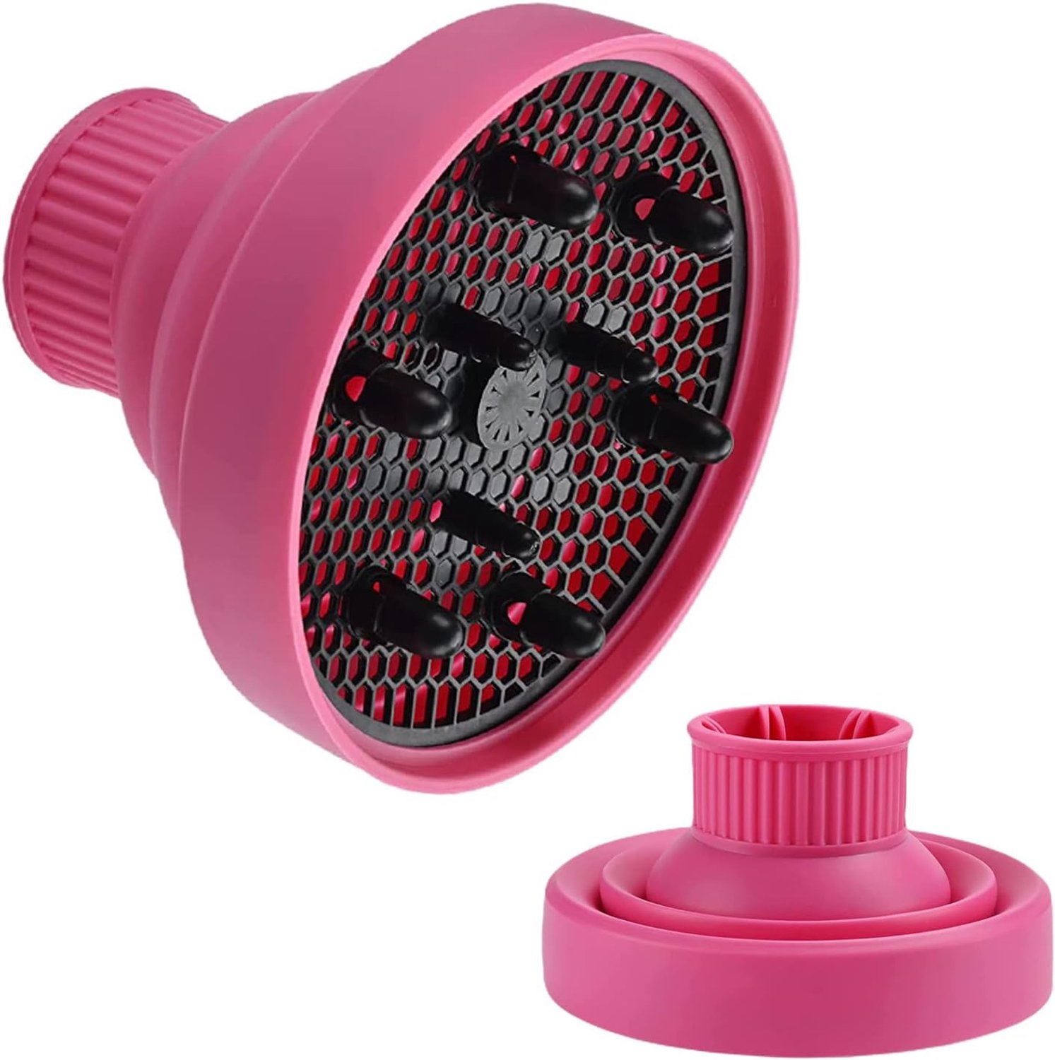 Krullende haardiffuser, universele haardiffuser, opvouwbaar, draagbaar, opvouwbaar, van siliconen, diffuser voor haardroger (rood)