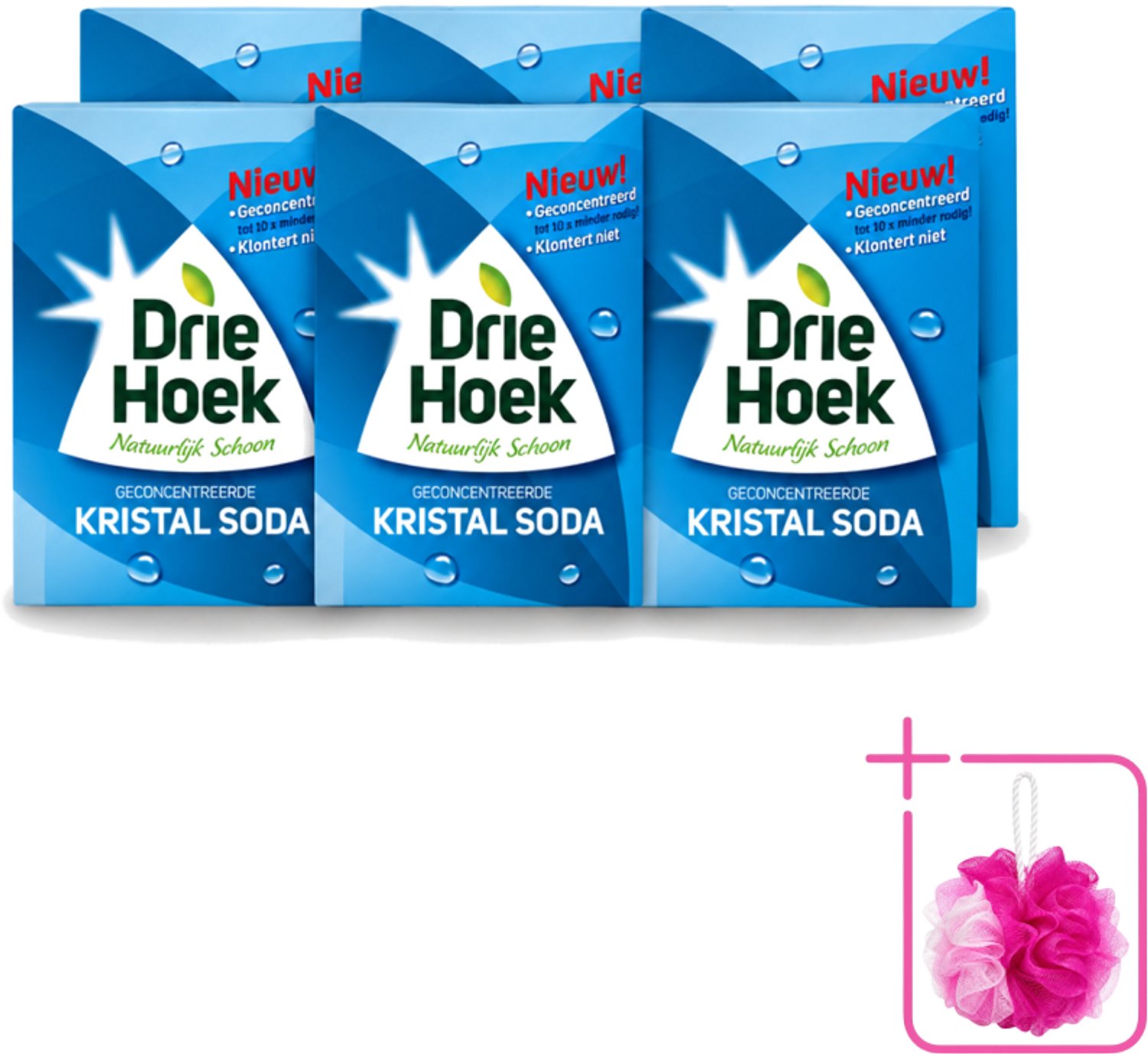 6 x Driehoek – Kristal Soda – 600 gr - Bulkverpakking - Schoonmaakmiddel - Douchemop - Kristal soda