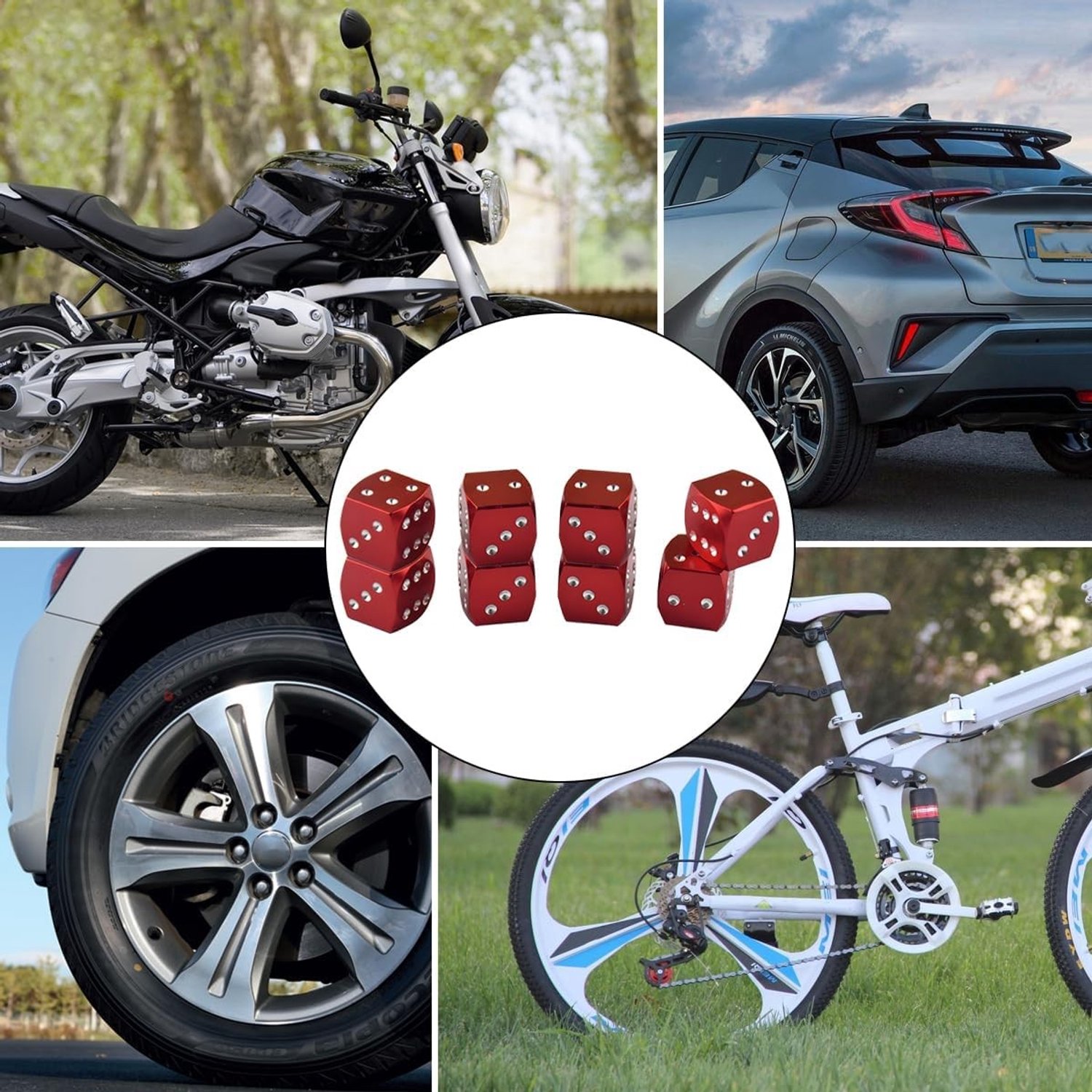 Set van 8 Ventieldoppen voor Auto, Motor, Fiets en Vrachtwagen - Aluminium Stofdoppen in Rood voor Optimale Bescherming