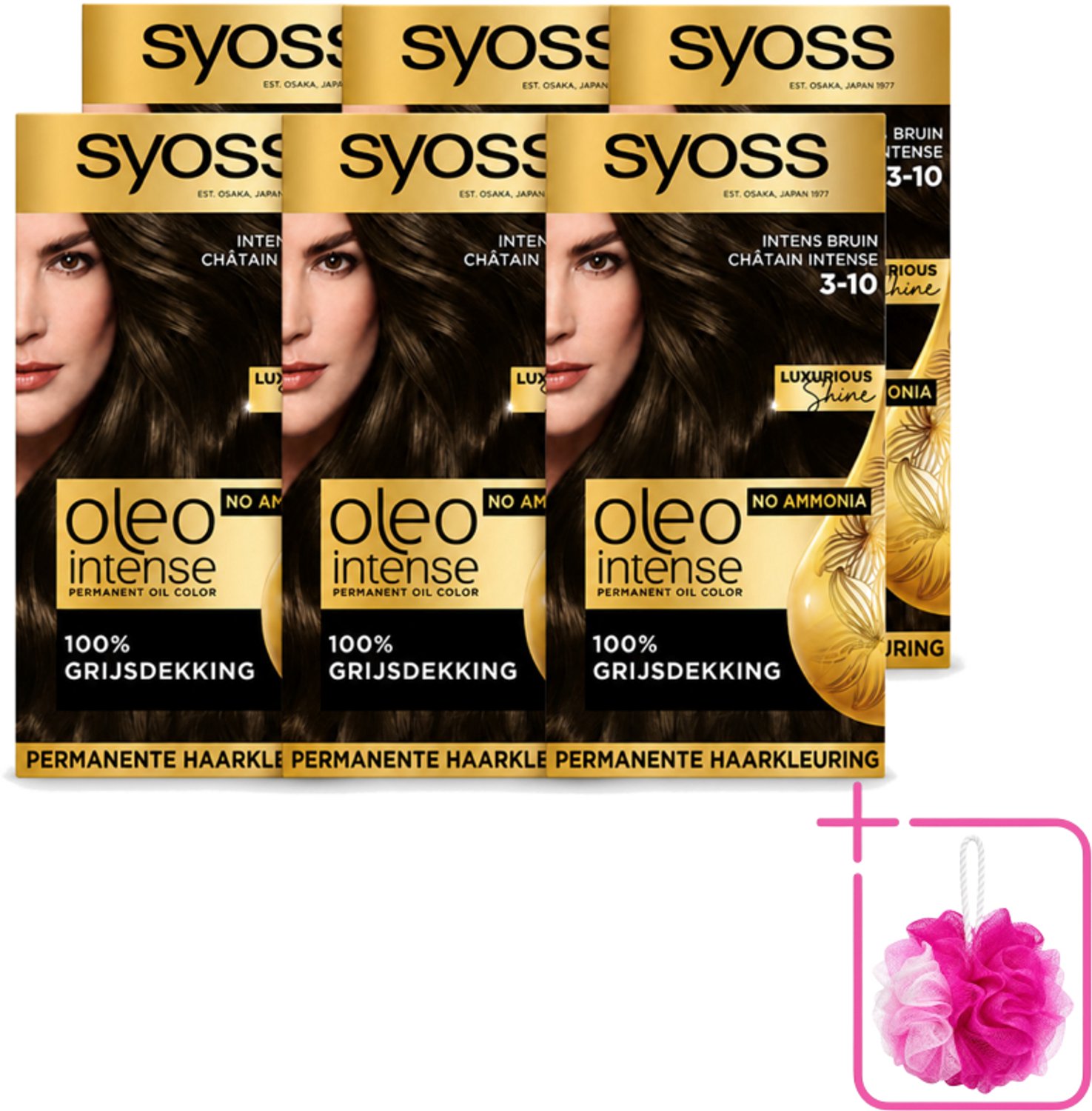 6 x SYOSS - Oleo Intense 3-10 - Haarverf - Permanente Haarkleuring - Intense Bruin - Langdurige Kleur - Bulkverpakking - Haarkleur - Douchemop - Olie-geactiveerde kleur