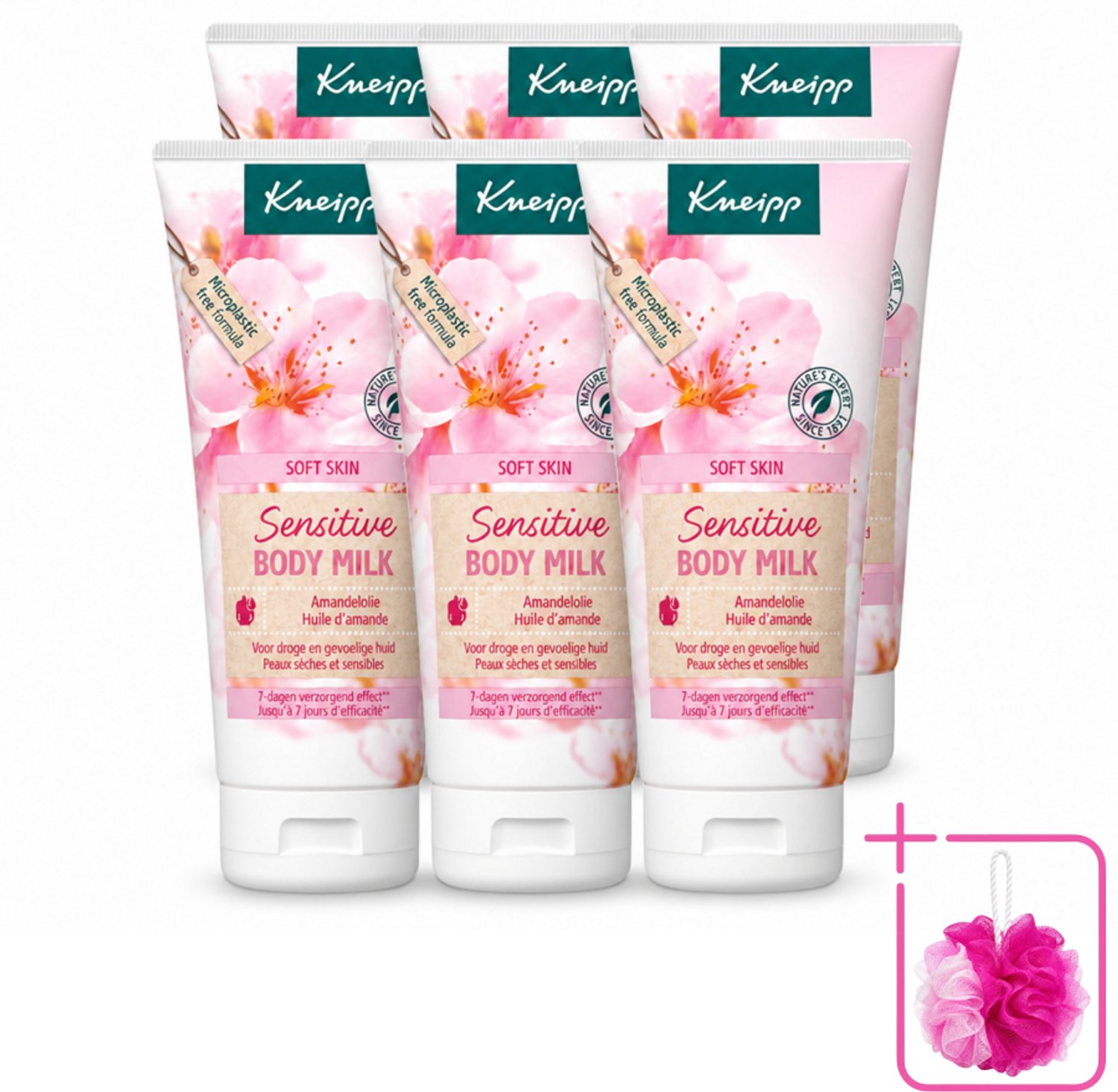 6 x Kneipp - Body lotion - Soft Skin - Amandelbloesem - 200 ml - Bulkverpakking - Gevoelige huid verzorging - Douchemop - Droge huid verzorging