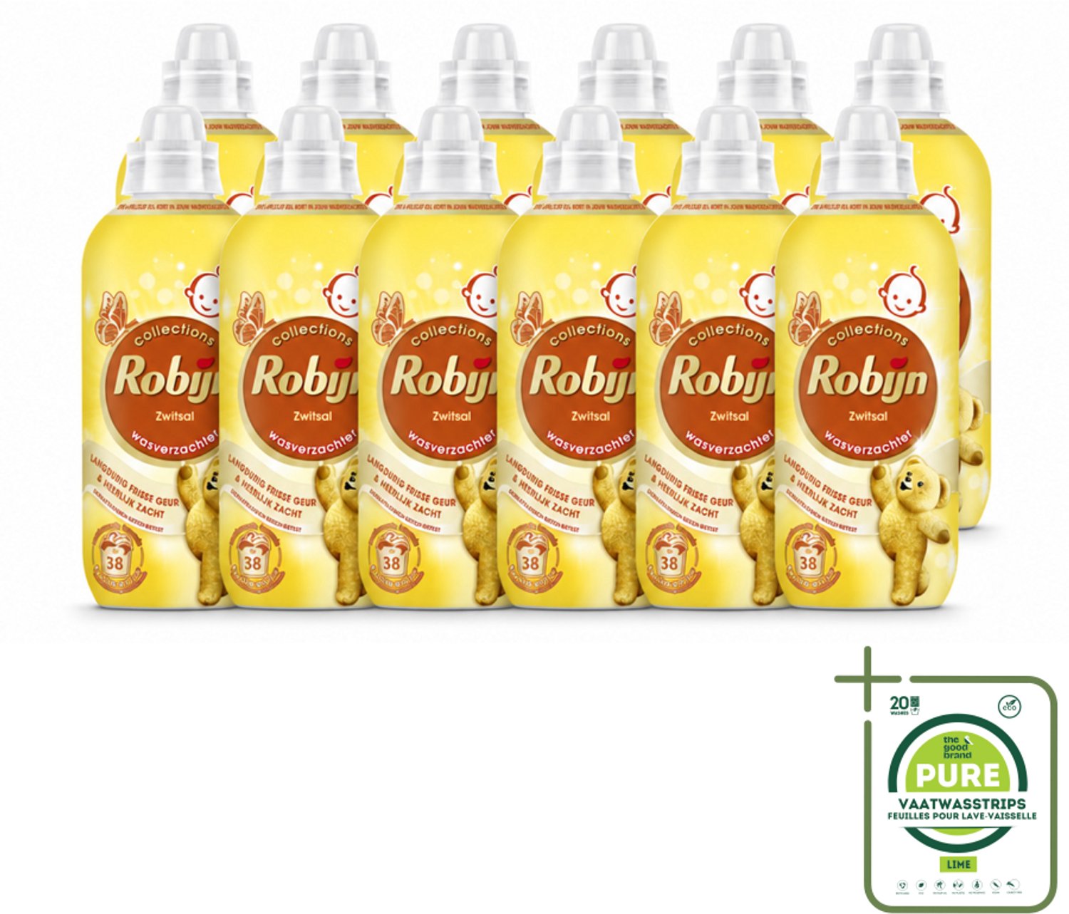 12 x Robijn – Wasverzachter – Zwitsalgeur – 765 ml - Grootverpakking - Vaatwasstrips - Wasverzachter - Babygeur - Zachte Was - Wasverzachter Bakje - Huidvriendelijk