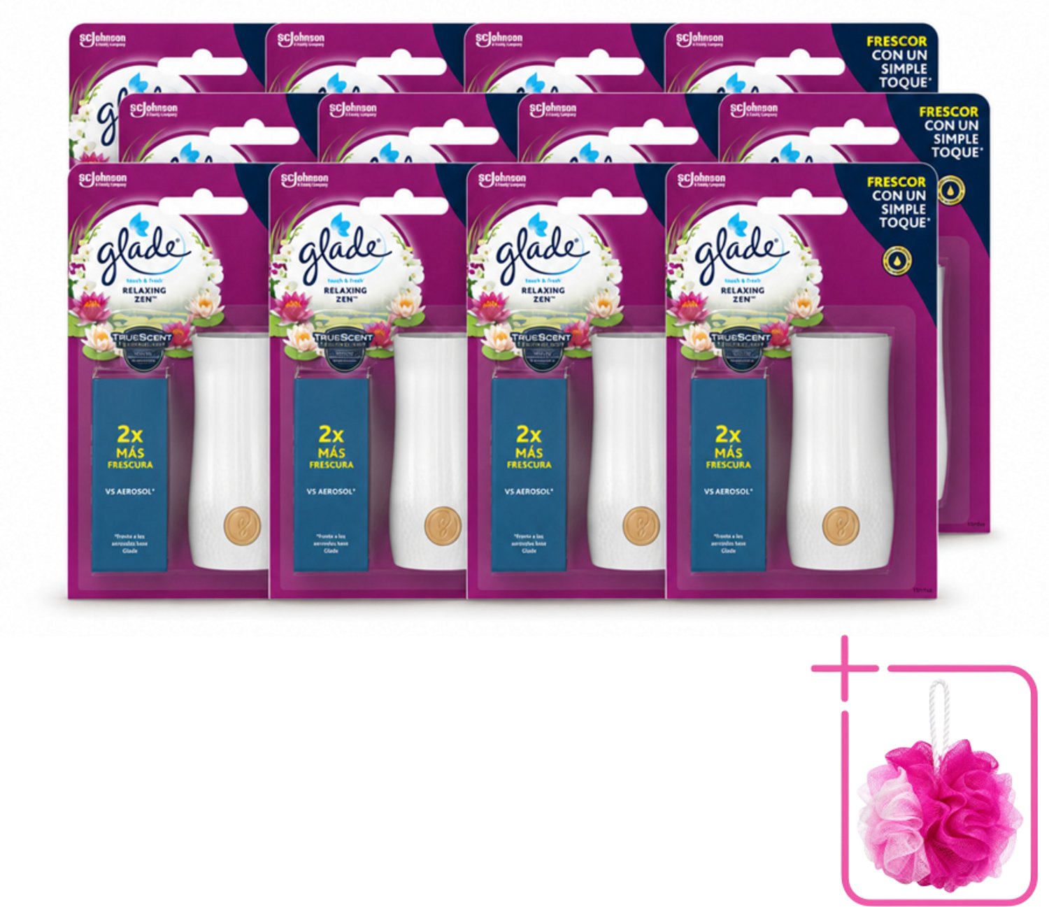 12 x Glade - Touch & Fresh - Relaxing Zen - 10 ml - Bulkverpakking - Ontspanning - Douchemop - Frisse geur