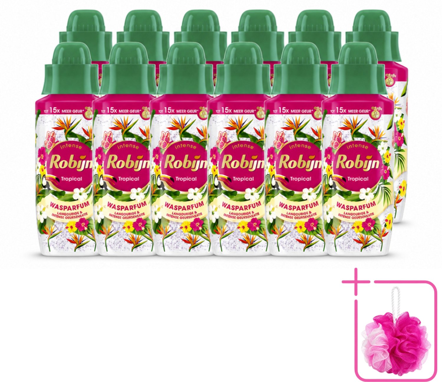12 x Robijn – Wasparfum – Tropical – 342 ml - Bulkverpakking - Wasparfum - Douchemop - Tropisch