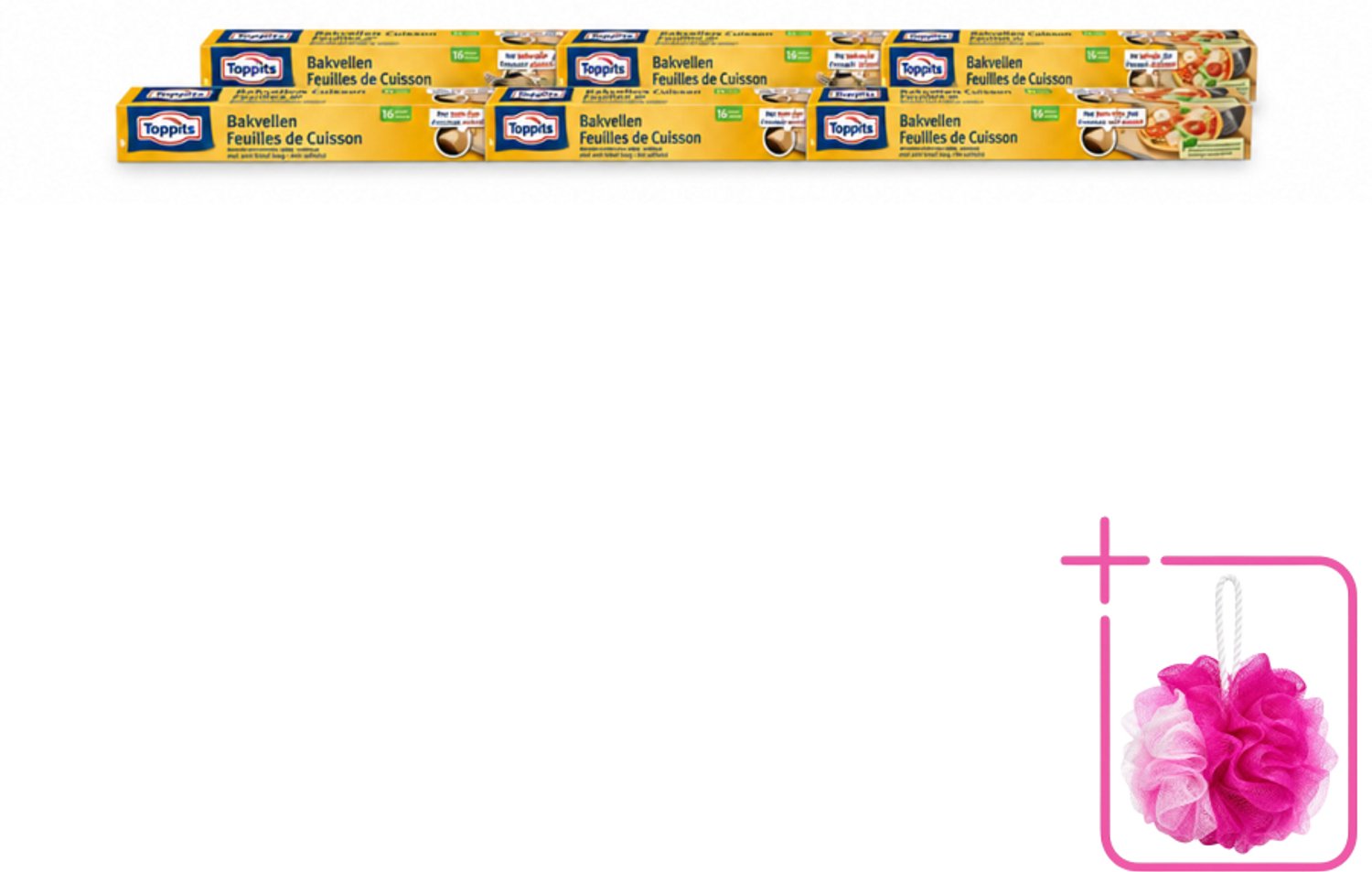 6 x Toppits – Bakpapiervellen – 16 vellen - Bulkverpakking - Bakpapier - Douchemop - Bakpapier met antikleefbescherming