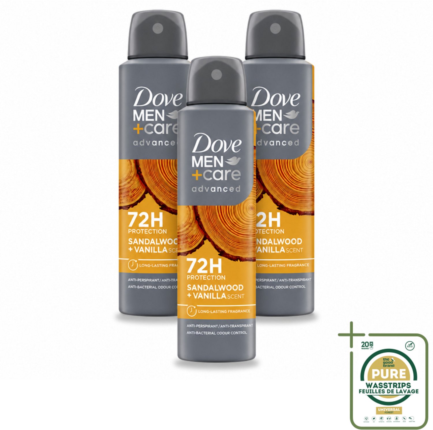 3 x Dove – Deodorant Spray – Men+Care Sandalwood & Vanilla – 150 ml - Anti-transpirant - Deodorant Spray - Oksel Verzorging - Zweetbestrijding - Frisse Geur