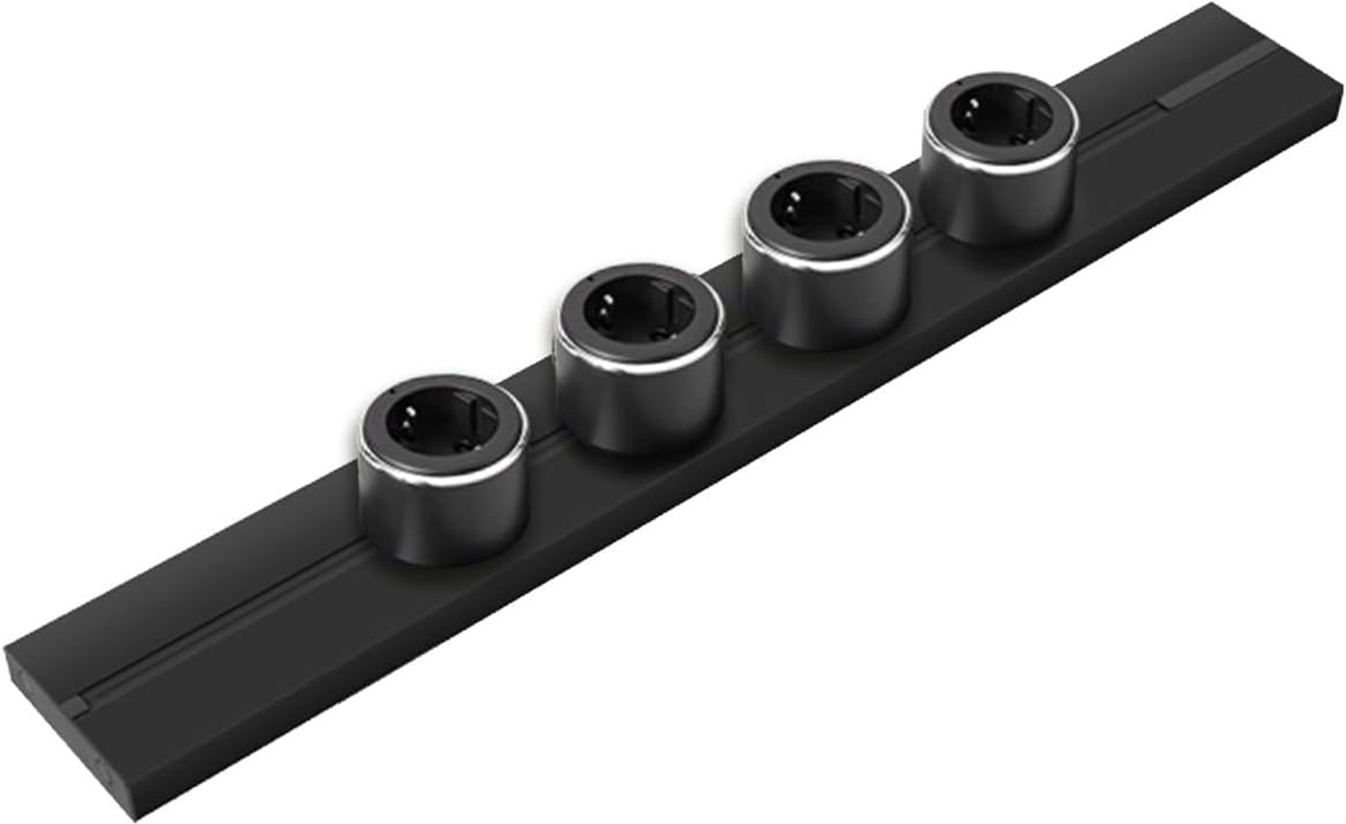 Power Track Surface Plug Rail System, 100 cm and 4 Socket Modules, Schuko Black - ShopVlot