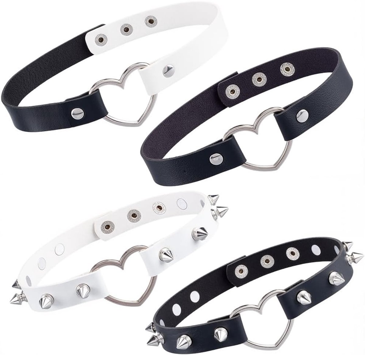 Verstelbare PU Leren Hartvormige Choker met Spikes en Studs voor Punk Rock en Gothic Cosplay Sieraden voor Vrouwen en Feestjes
