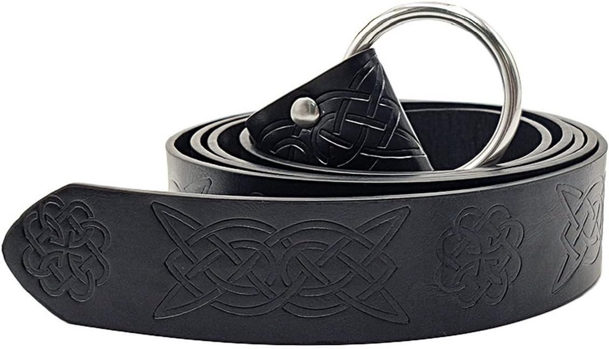 Celtic O-Ring Embossed PU Leren Riem voor Middeleeuwse Viking Kostuums - Perfect voor Halloween en Cosplay Accessoires voor Mannen