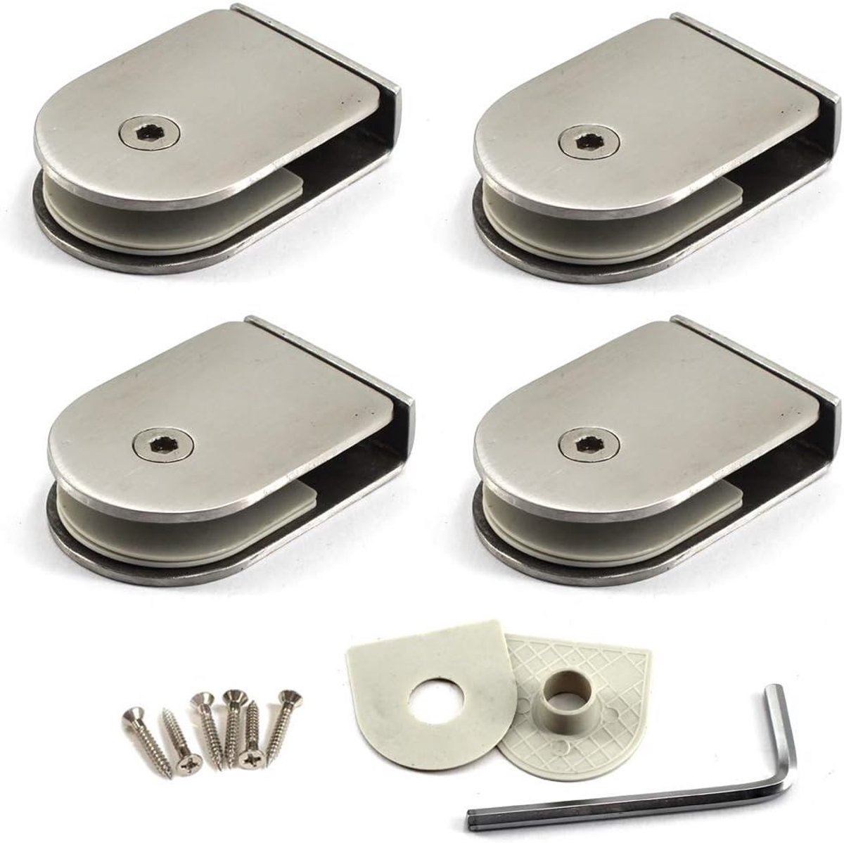 Roestvrijstalen Glasklemmen voor Wandmontage - Stevige Steun voor Glazen Planken (Set van 4) - Geschikt voor 8-12mm Glas, Ideaal voor Interieurdecoratie en Opbergruimte