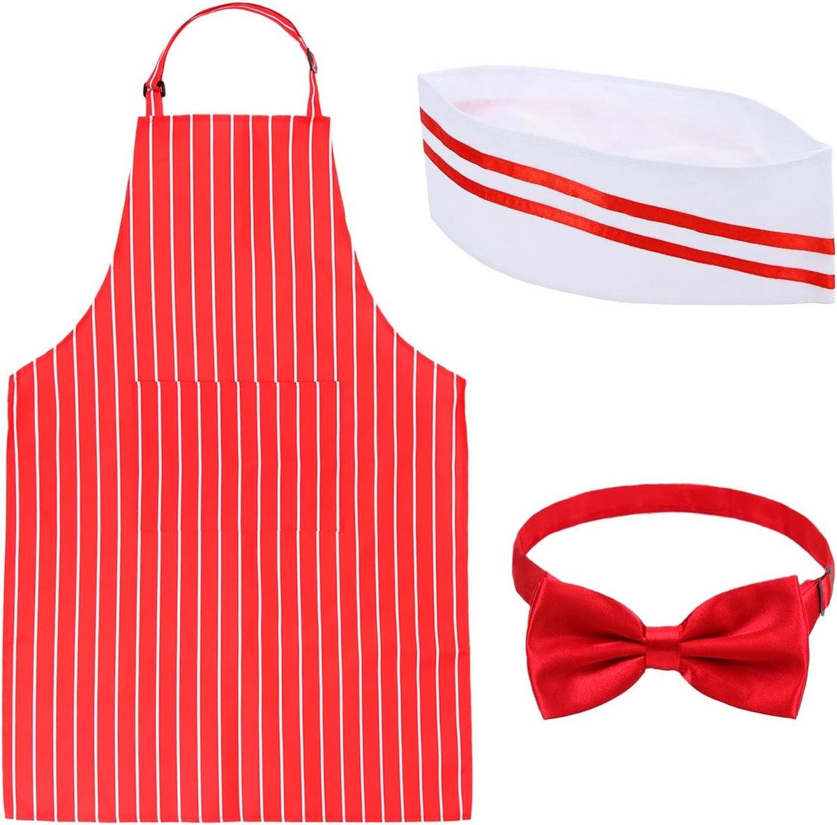 Kookschort en koksmuts set voor volwassenen, compleet met strik en perfect voor koken en bakken