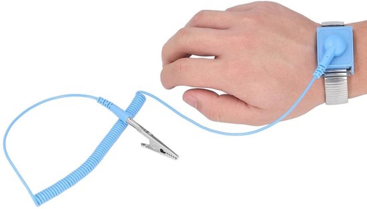 Verstelbare antistatische polsband met ESD-aarding, 1.8m gronddraad, ideaal voor elektronica en reparaties