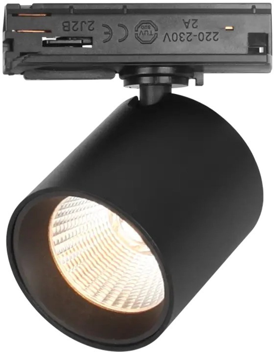 Oyo LED-spot voor 1-fase railsysteem, zwart, 7,5W, 620 lumen, 2700K warm wit, kantelbare kop, IP40