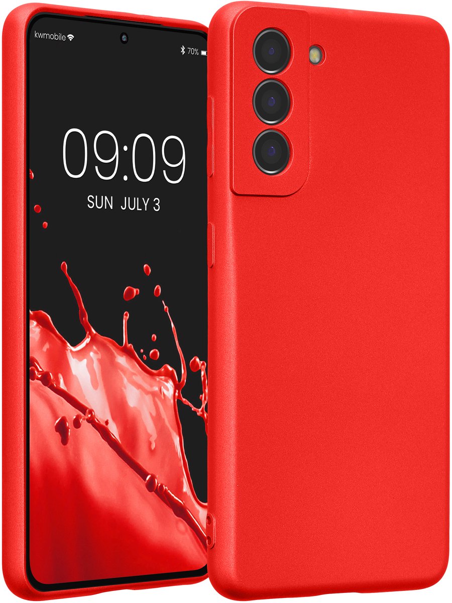 kwmobile metallic telefoonhoesje van TPU - geschikt voor Samsung Galaxy S21 - Flexible case voor smartphone - In metallic donkerrood