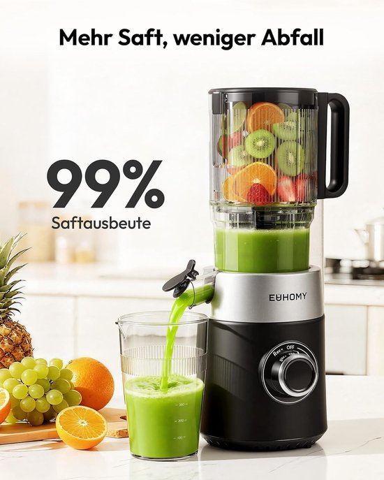 Slowjuicer - Sapcentrifuge - Gezond Sap Maken - Innovatief 7-traps Systeem - 1.8 Liter - Zwart Zilver — afbeelding 3