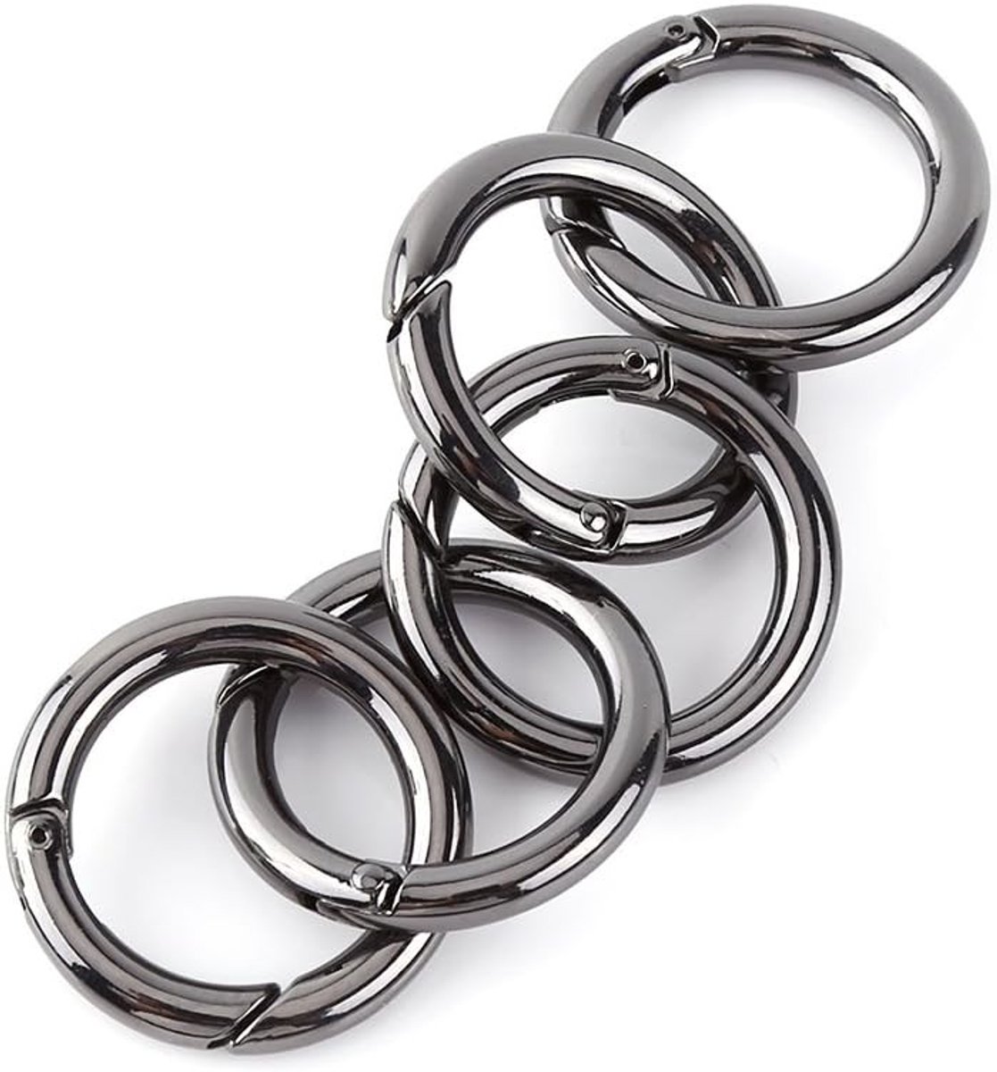 Ronde Carabiner Haken 5 Stuks, 27mm Zinklegering, Ideaal voor Sleutelhanger, Tassen en DIY Projecten