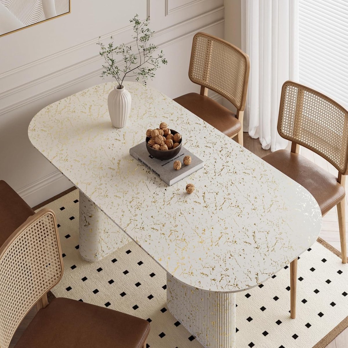 Marmer Effect Behang met Gouden Witte Lijnen 30cm x 300cm - Luxe Wanddecoratie voor Elegante Interieurs