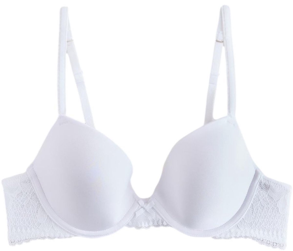 Next Dames - A-E Licht gewatteerde plunge-bh met gladmakende cups en kanten zijkanten - Wit White