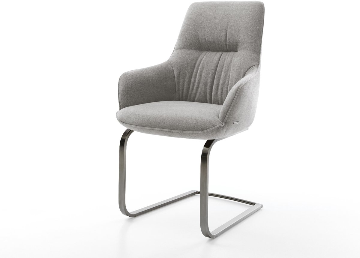 DELIFE Sledestoel Zelia-Flex met armleuning sledemodel vlak grafiet zachte stof met structuur grijs pocketveer kern