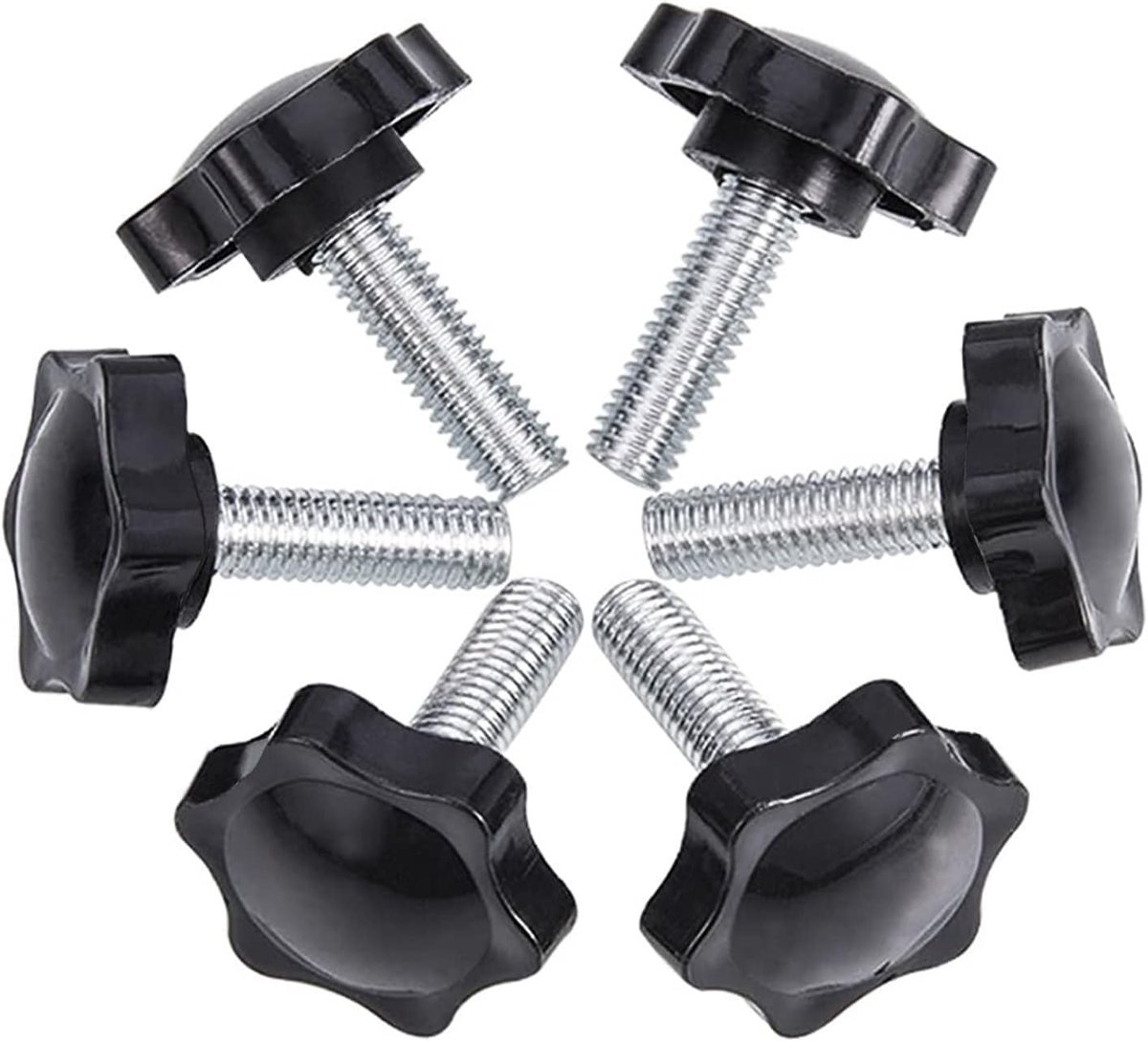 Set van 6 M8 x 25 mm Duwschroeven, Geprofileerde Plastic Ster, Klemknop met Schroeven voor Meubelmontage