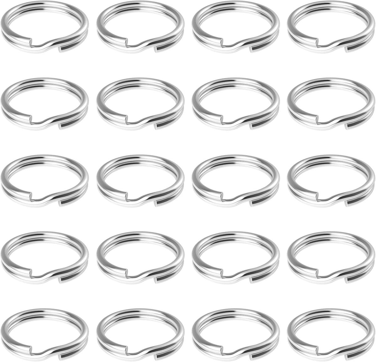 100 Stuks 20mm Kleine Splitringen met Dubbele Lussen voor Sieraden, Kettingen, Armbanden en DIY Projecten