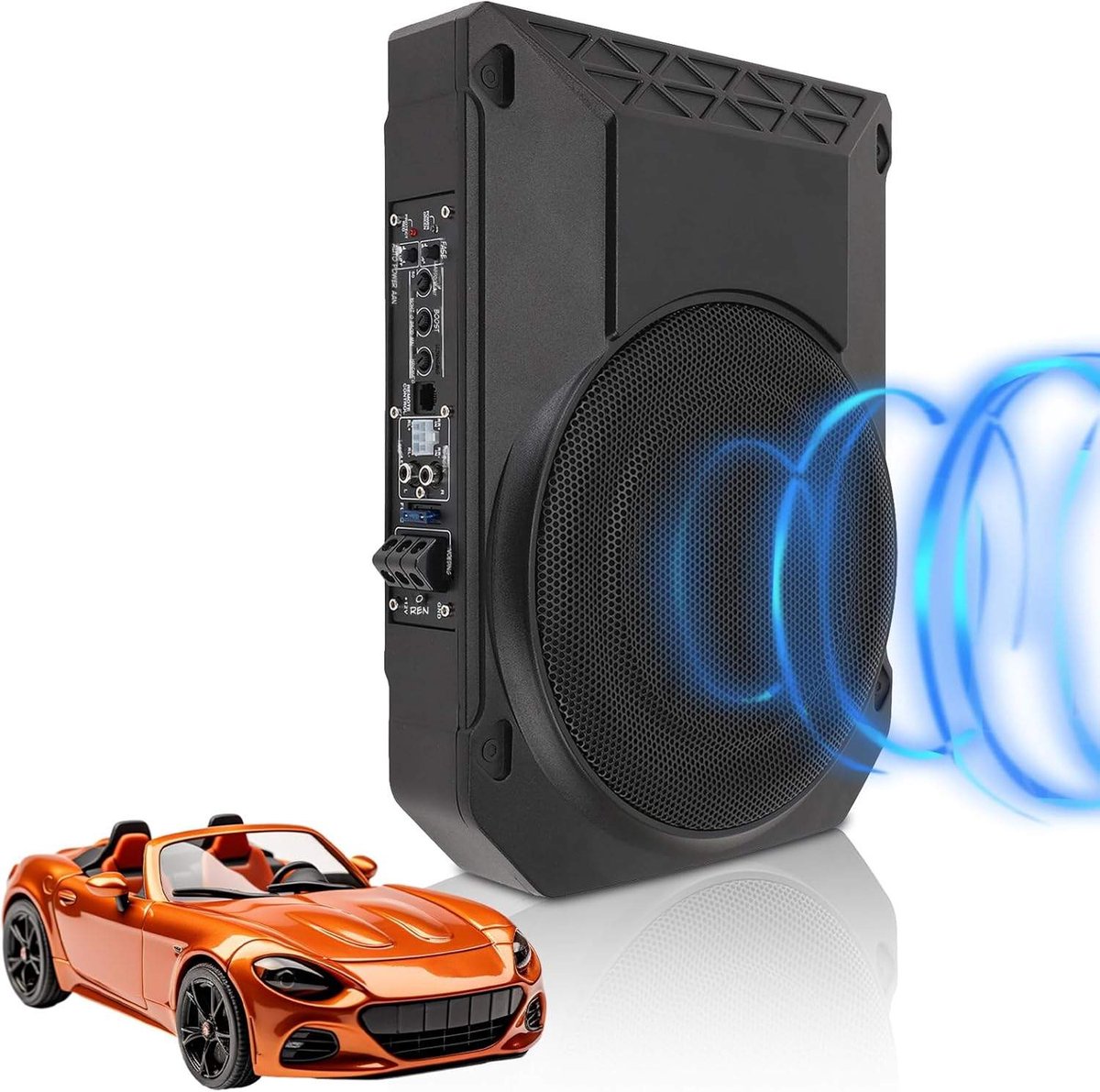 Kavo Subwoofer Auto - Subwoofer Auto met Versterker - Actieve Subwoofer Kist - Zwart - 40cm x 32cm x 13cm