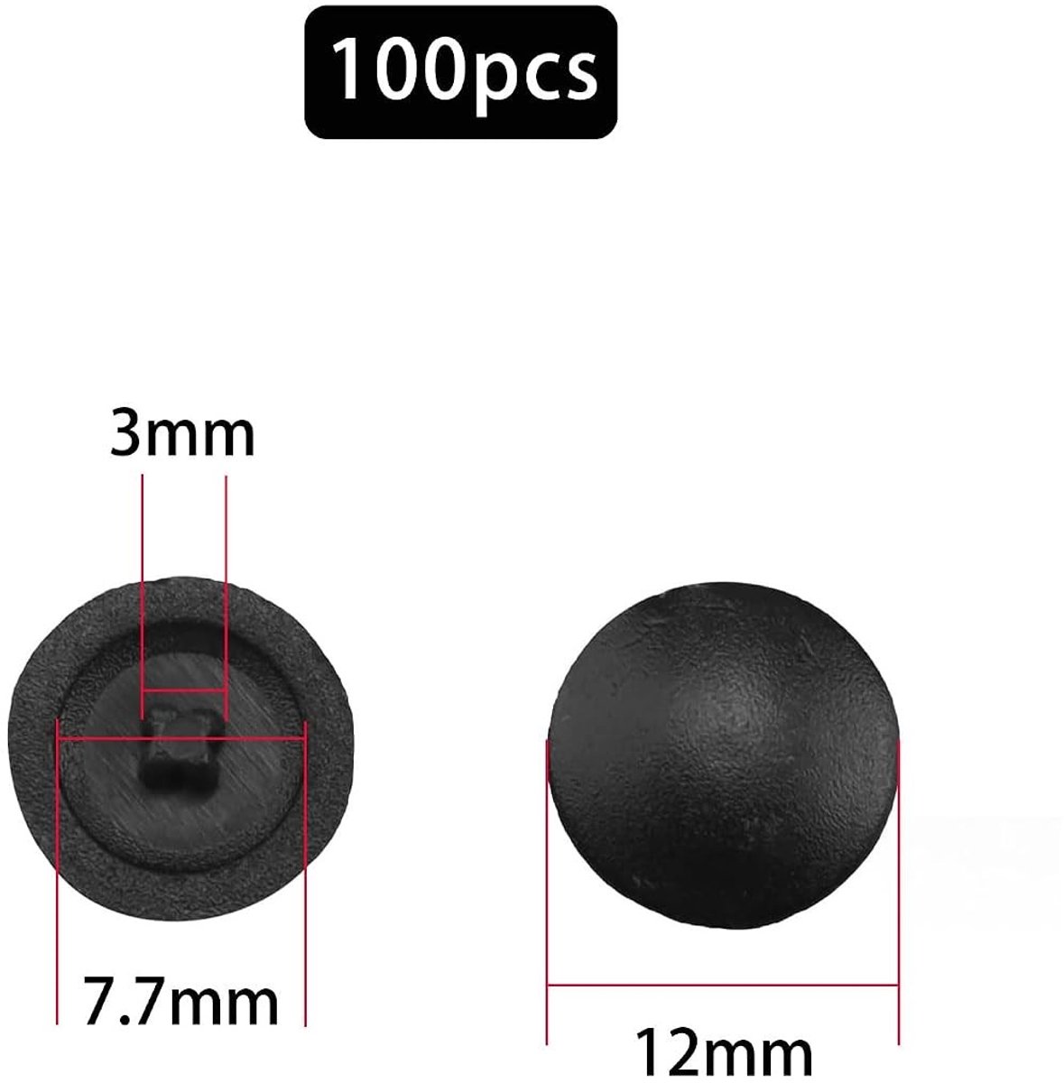 100 Stuks Phillips Schroefdeksels 12mm - Roestbestendige Zwarte Plastic Schroefcovers voor Beveiliging en Afwerking