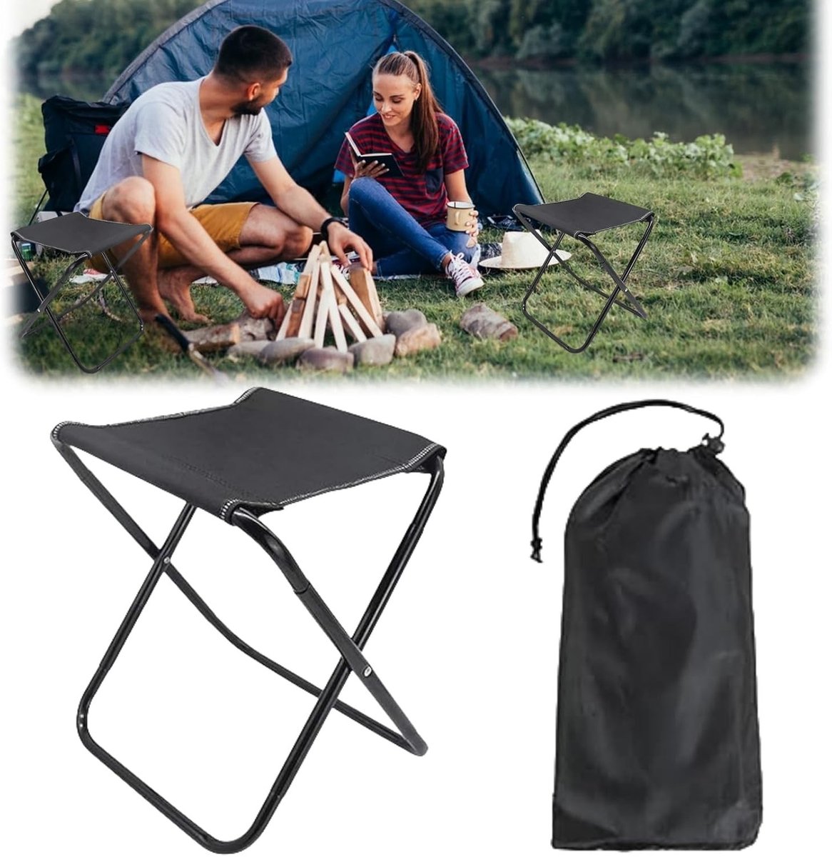 Opvouwbare Stoel voor Buiten - Compacte Campingstoel, Lichtgewicht Vouwstoel voor Kamperen, Vissen en Outdoor Activiteiten