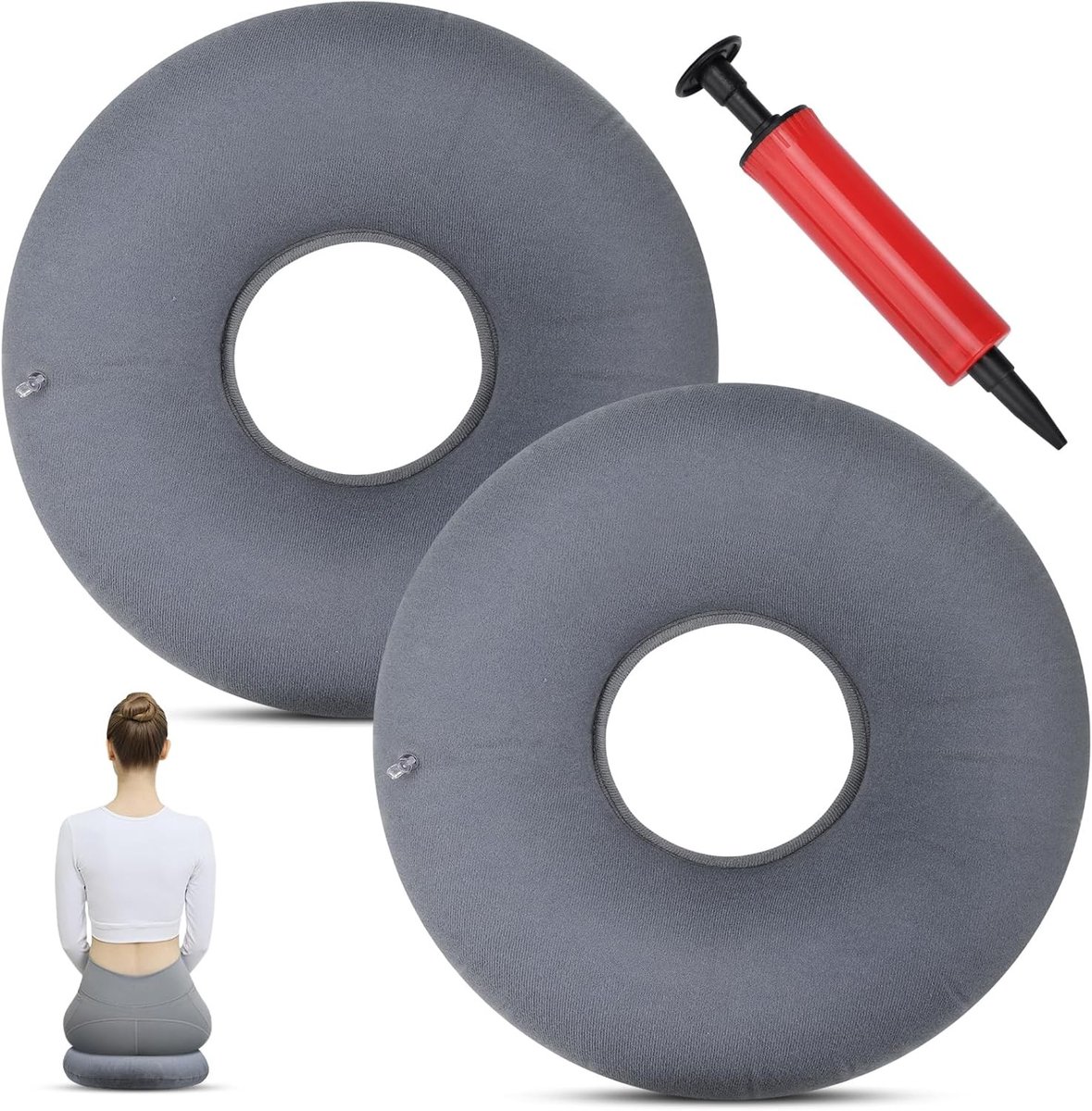 Opblaasbare Zitring voor Hemorrhoidenzorg en Coccyxpijn, Inclusief Pomp, Ideaal voor Postnatale Herstel en Comfort tijdens Herstel