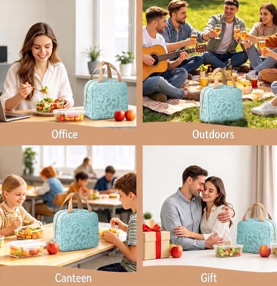 Geïsoleerde lunchtas - Handtas - Kleine geïsoleerde tas - 20*23 cm - Waterdicht en lekvrij - Afneembare schouderriem - Lichtgewicht en draagbaar - Stevig en duurzaam - Geschikt voor werk, school, picknicks en reizen - Blauw — afbeelding 5