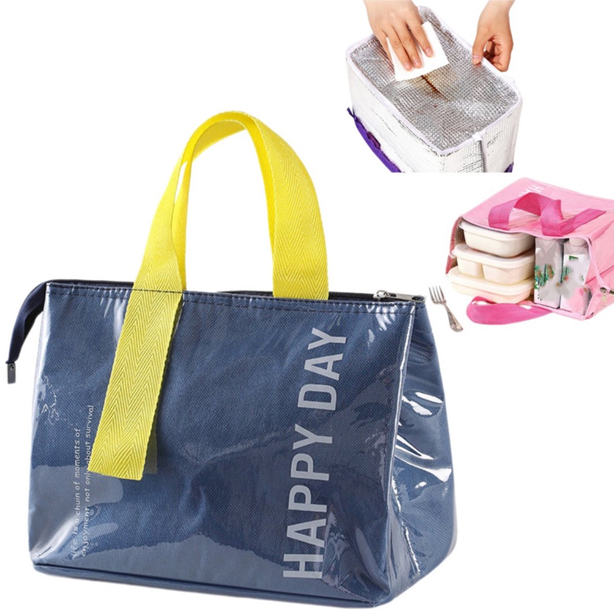Unisex Lunchtas — Grote lunchtas — Extra ruime bento-draagtas — Koeltas—Ideaal voor warme of koude buitenactiviteiten — Geïsoleerde Lunchbox met Grote Inhoud — Ideaal voor Werk — Maaltijdhouder—Thermotas — Waterdichte & Draagbare Handtas — Koeltas