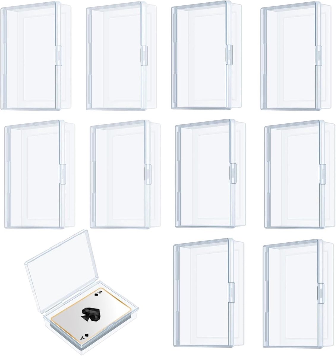 Set van 10 speelkaarten in een doorzichtige plastic doos - Perfect voor spellen, cadeau of verzamelingen