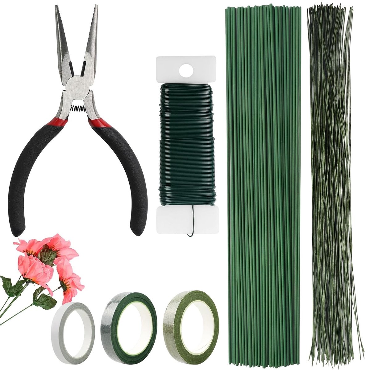 Complete set voor het maken van prachtige boeketten met 155 onderdelen, inclusief bloemendraad, tape en nippers, ideaal voor bloemschikken en creatief werk