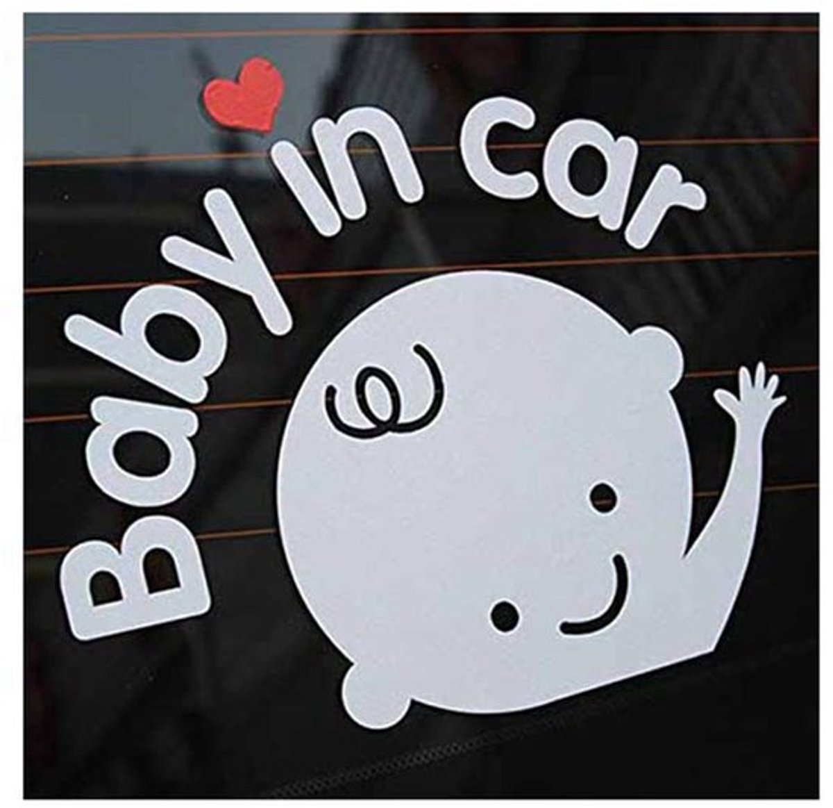 Dailygoody - Baby In Auto Zwaaien - Veiligheidsteken - Vinyl Sticker - Wit - Auto