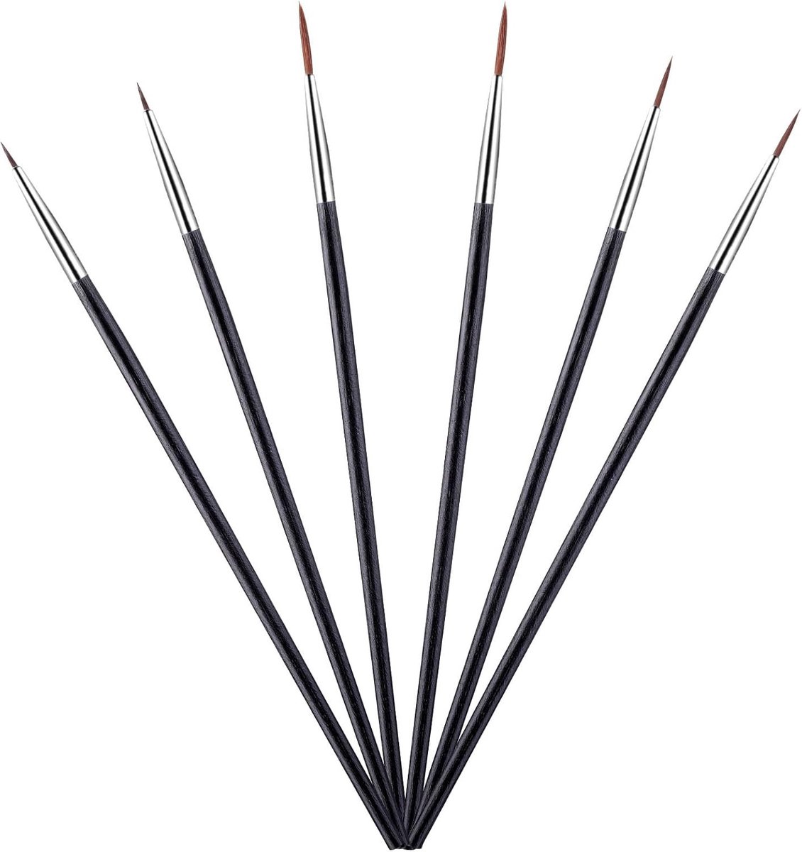 Set van 6 Detailkwasten voor Miniature Schilderen, Waterverf en Canvas Kunstprojecten