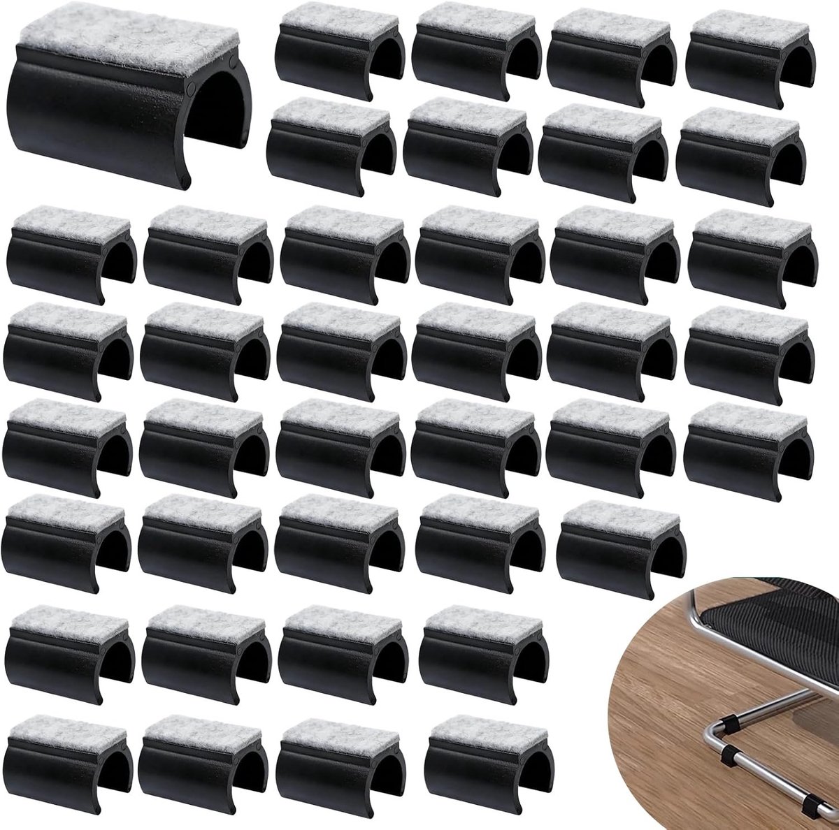 Vrijstaande Stoelglijders 40 Stuks Vilt Glijders 24mm Voor Schommelstoelen Meubels Bescherming Vloer Glijders U-Vormige Vilt Glijders voor Meubels en Vloerbescherming