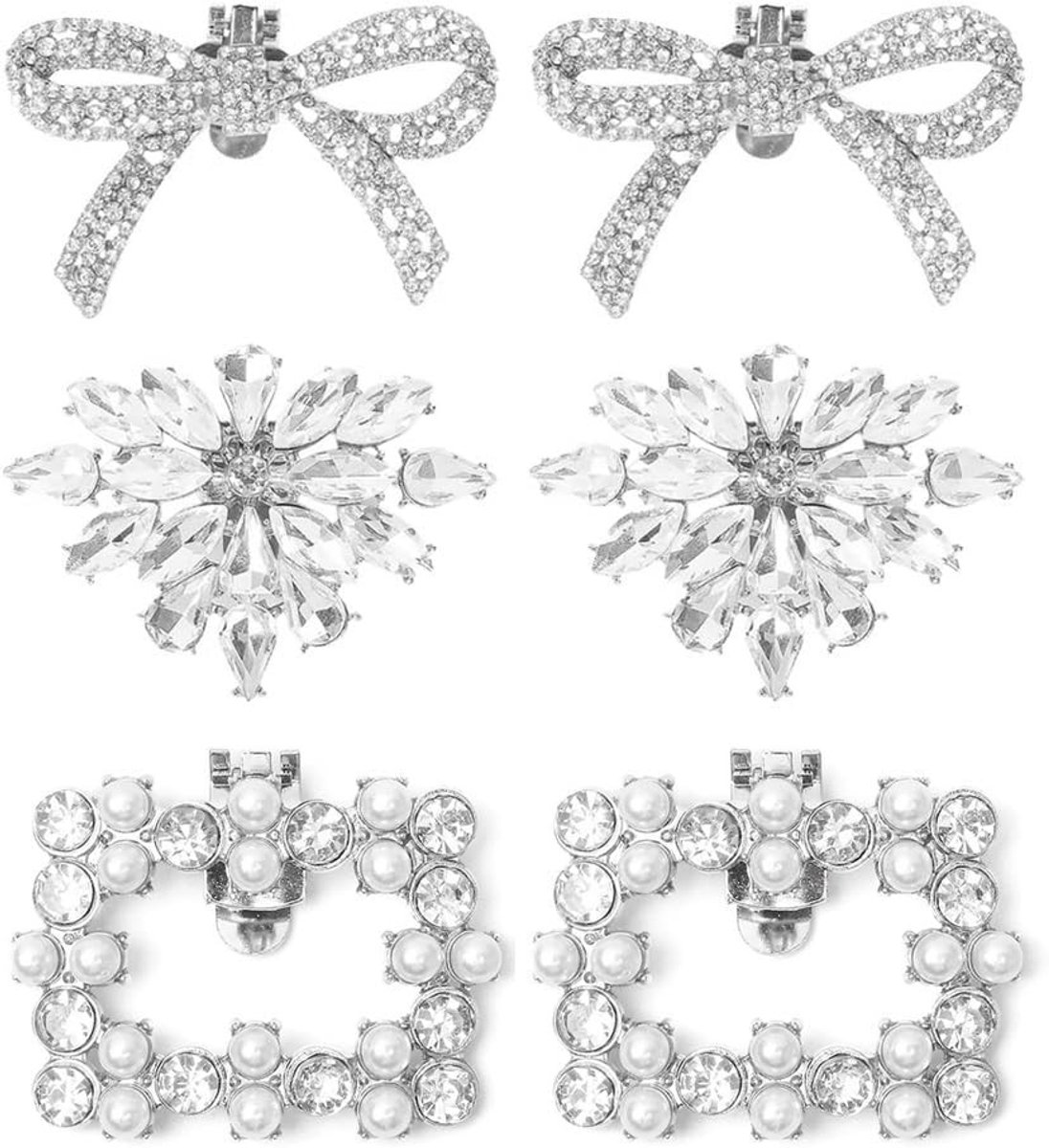 Strasssteentjes voor schoenen - 3 paar decoratieve clips met glanzende kristallen, bloemaccessoires en mode dasspelden voor een stijlvolle look