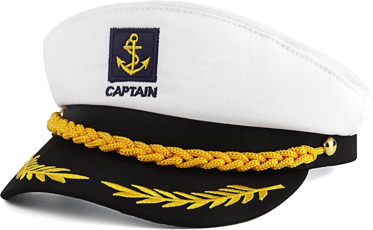 Verstelbare en comfortabele kapiteinsmuts, perfect voor Halloween, cosplay, kostuumfeesten en watersport, geschikt voor volwassenen en kinderen