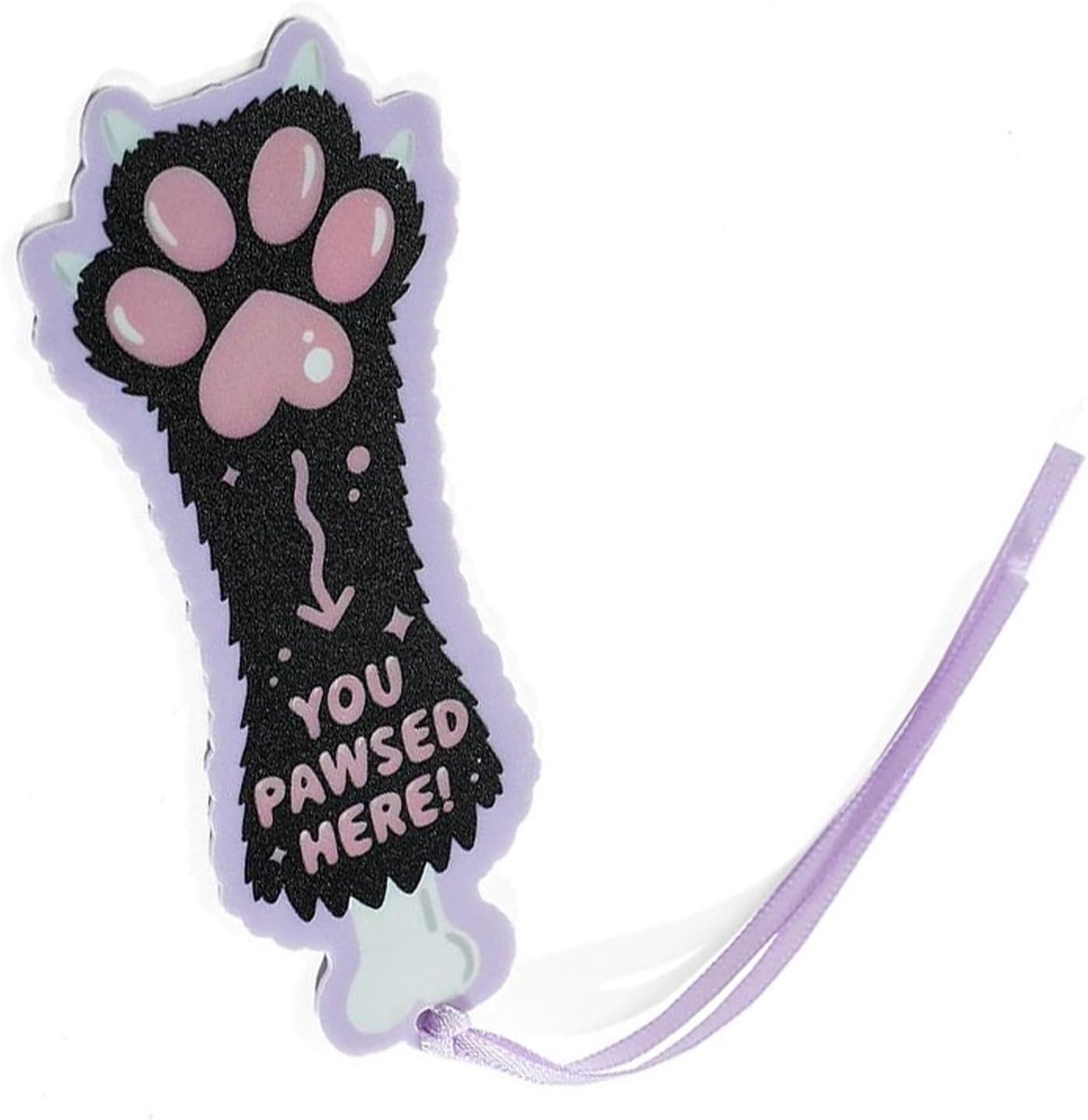 Schattige paarse acryl boekenlegger in de vorm van een kattenpoot, perfect cadeau voor boekenliefhebbers en kattenliefhebbers