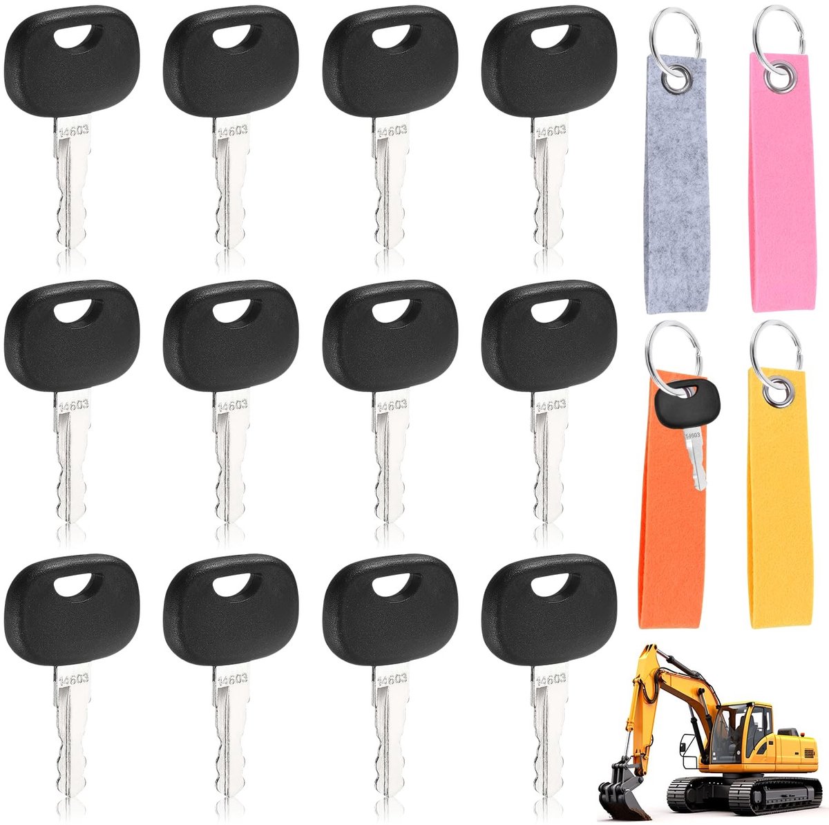 Sleutelset loodgieter - Zwart/Zilver - 3,1 x 5,6 cm - Kunststof en Metaal - Voor Bouwmachines en Heftrucks