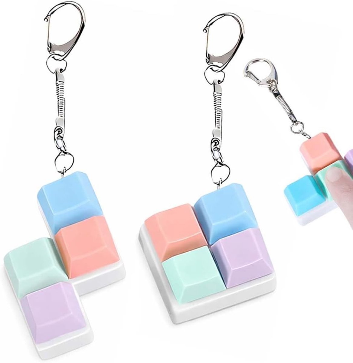 Anti-stress sleutelhangers - 2 stuks kleurrijk klikspeelgoed voor stressvermindering en ontspanning voor kinderen en volwassenen