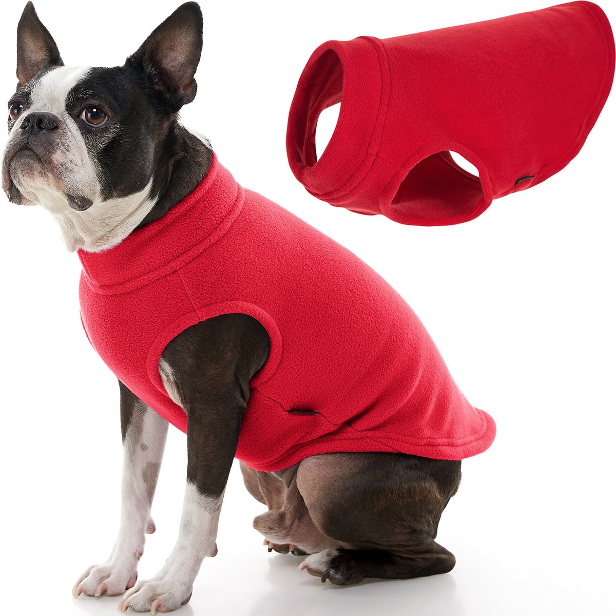 Gooby Stretch Fleece Vest Hondenjas - Warme hondentrui voor kleine honden - Rood - Large