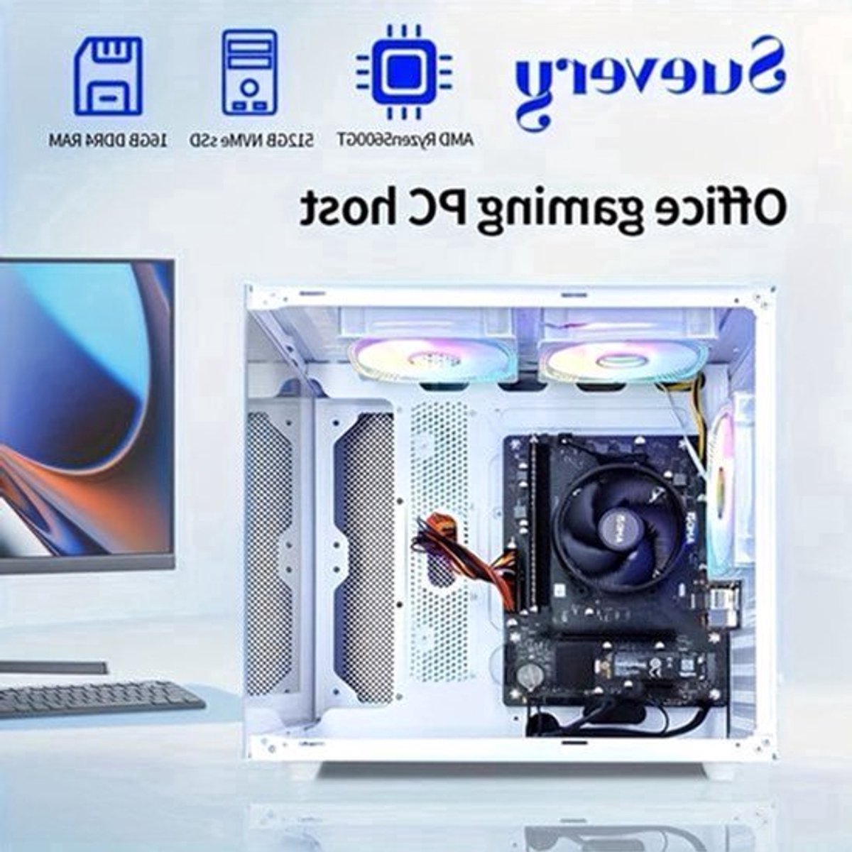 Gaming PC – Highperformance Pc – Gaming Computer – Compact Desktop – Moderne Desktop – AMD Ryzen 5 5600GT Processor – 16GB DDR4 RAM & 1000GB NVMe SSD thumbnail 4