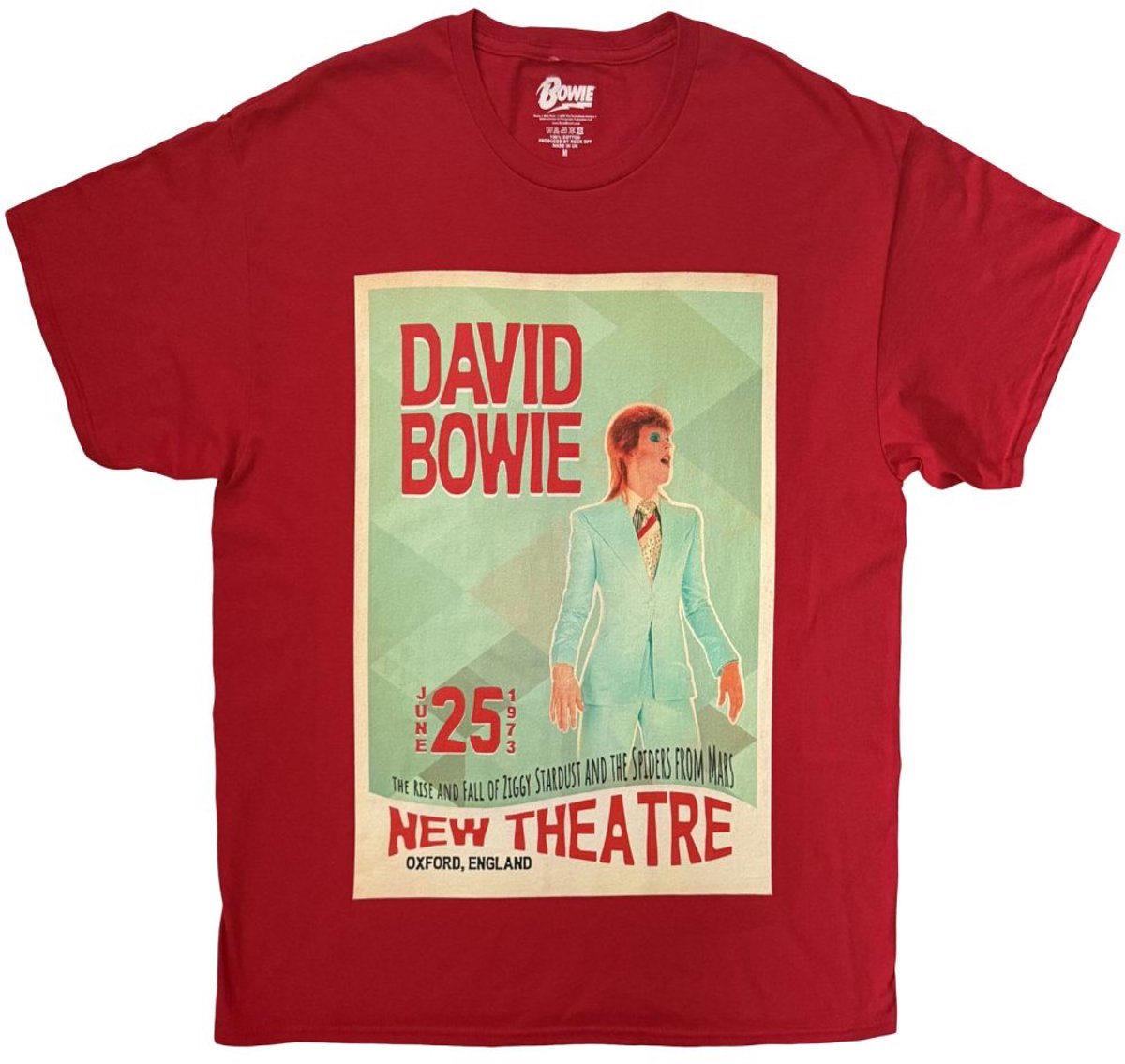 David Bowie - Oxford Heren Tshirt - XL - Rood