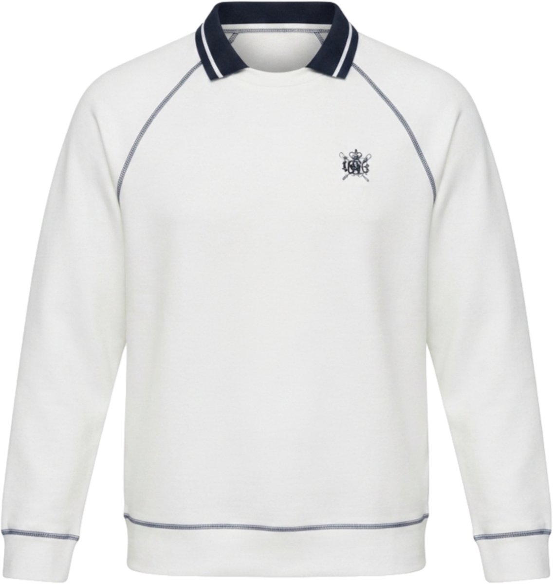 OMBRE Sweater - Regular Fit - Katoen - Lange Mouw Gebroken wit / Marineblauw S
